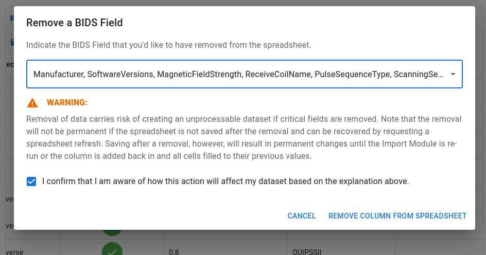 Removing BIDS Fields - ExploreASL GUI